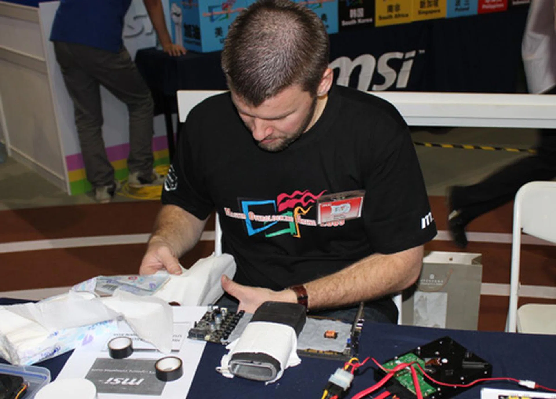 Dean from Australia busying making modifications to the MSI N275 GTX Lightning graphics card.