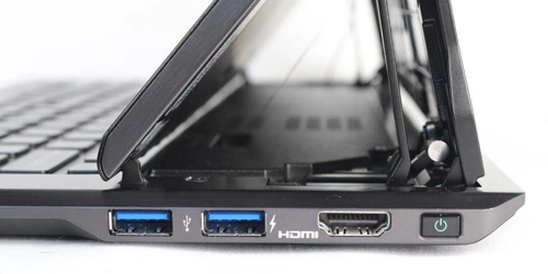While on the right, you've got two USB 3.0 ports and an HDMI port. You'll also find the power button here.