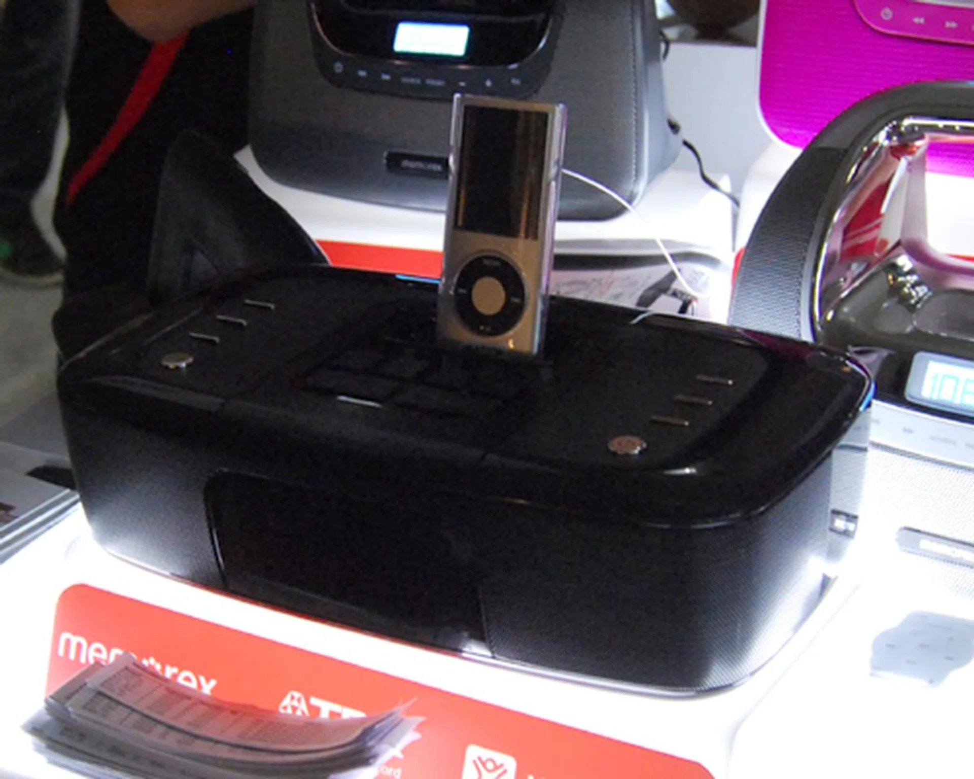 Whether you own an iPod, iPod touch or an iPhone, you can get some use out of this Memorex Mi4290 dock for all three Apple portable devices. Priced at $129 (usual price $149), the Mi4290 also comes with FM radio, wireless remote and a clock.