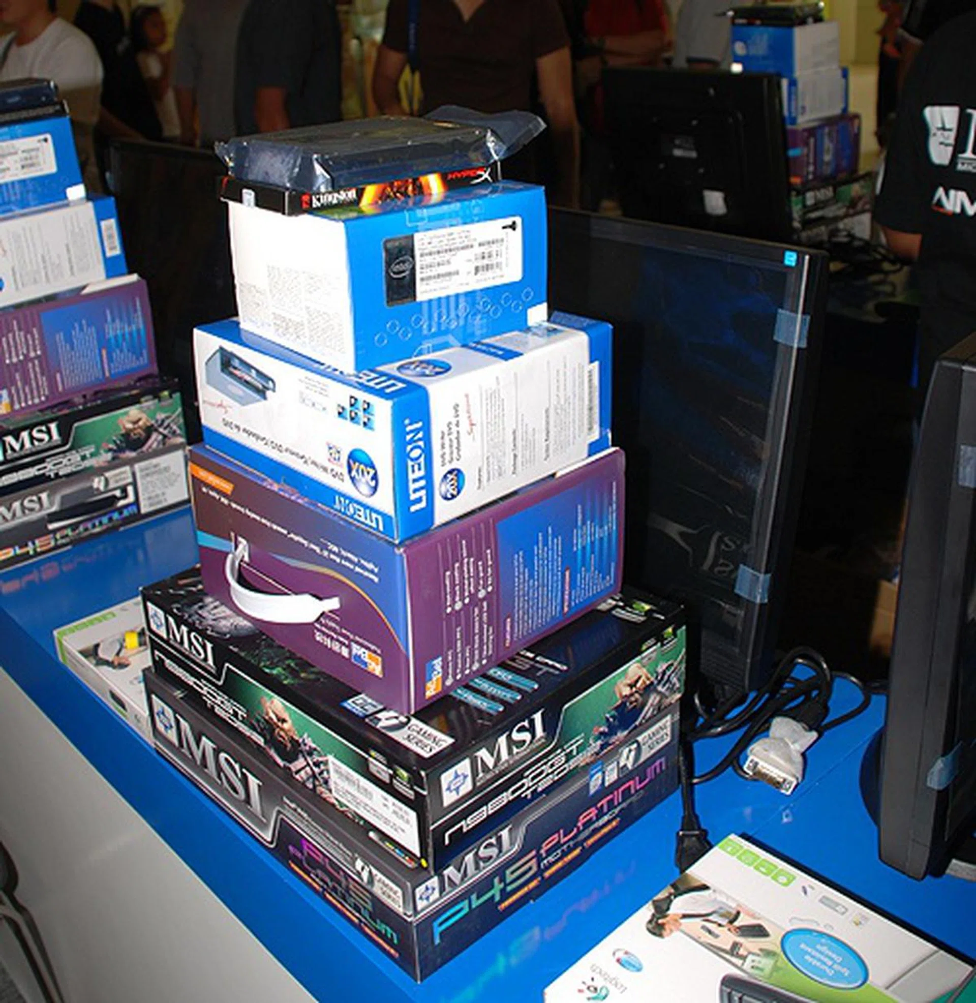  The stack of PC parts that each Iron Tech semi-finalist had in his arsenal.  
