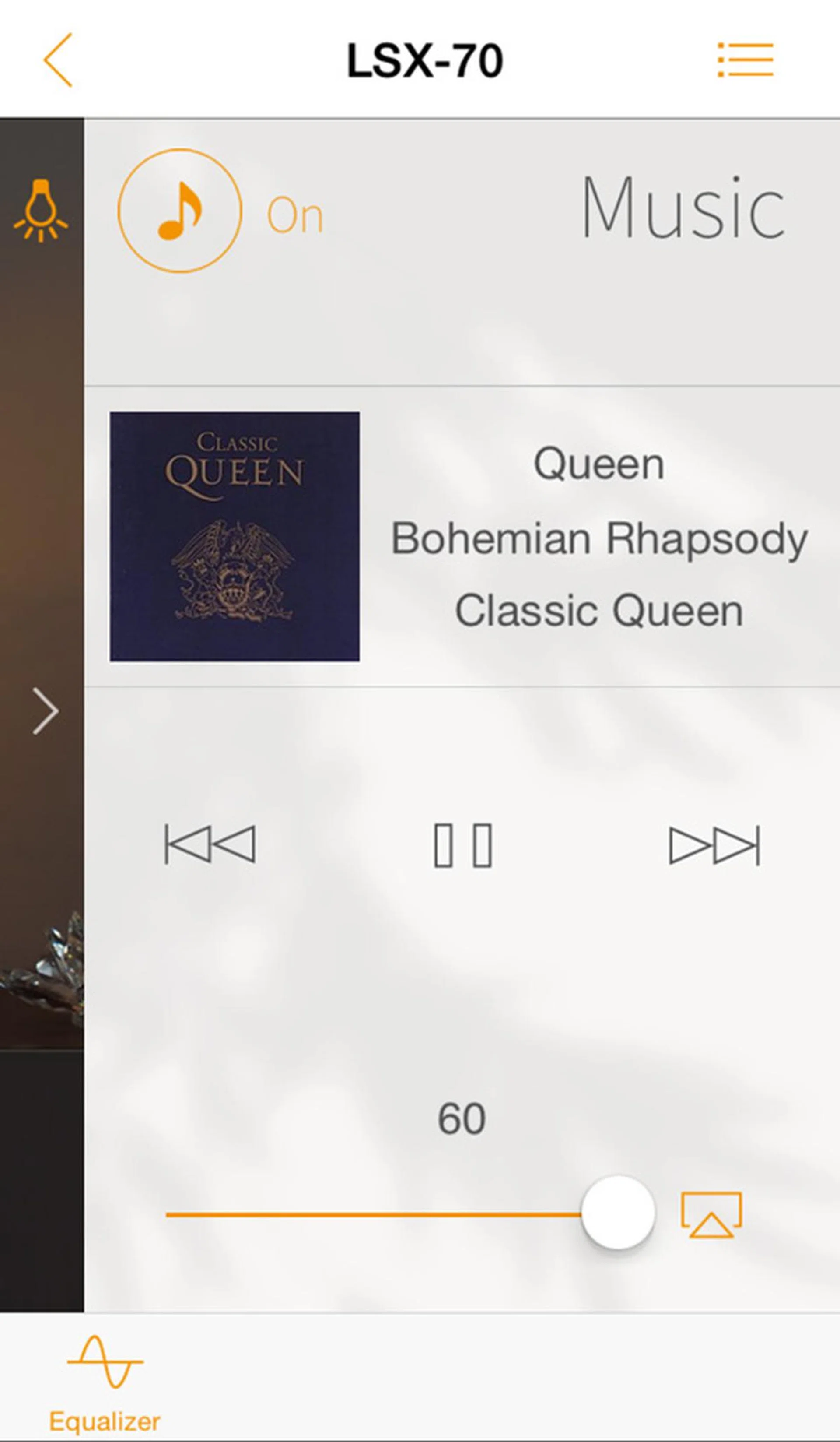 Swiping to the right on the app gets you the music player. 