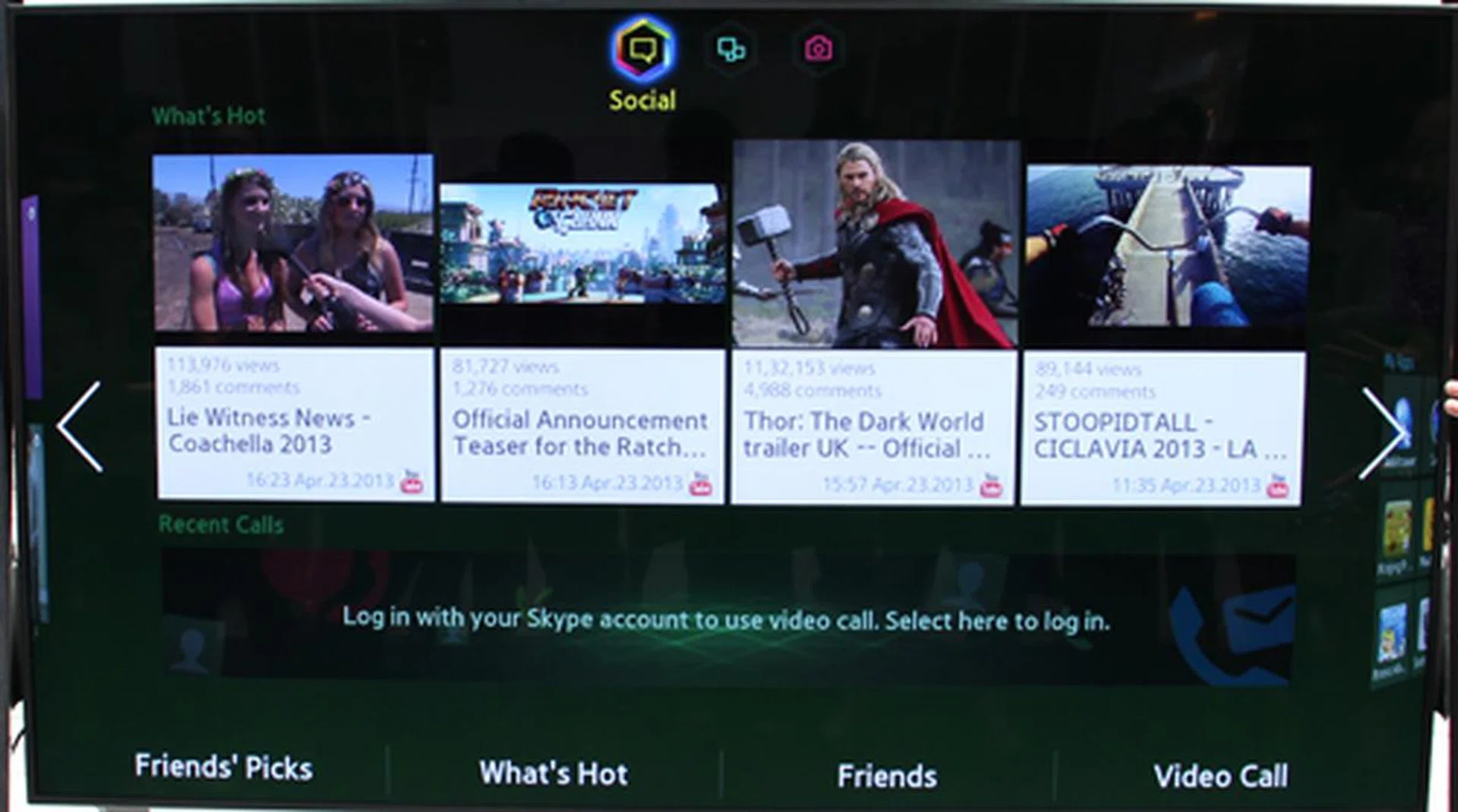 Social platforms can also be accessed from the new Smart Hub UI.