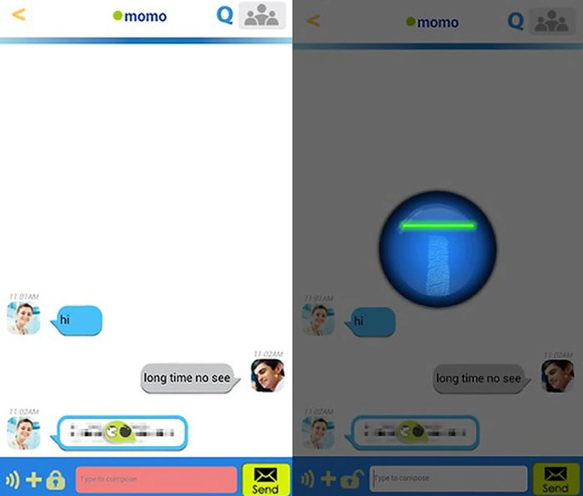 The FingerQ chat application allows you to encrypt or decrypt messages that contain sensitive or salacious content via the PrivacQ biometric sensors. 