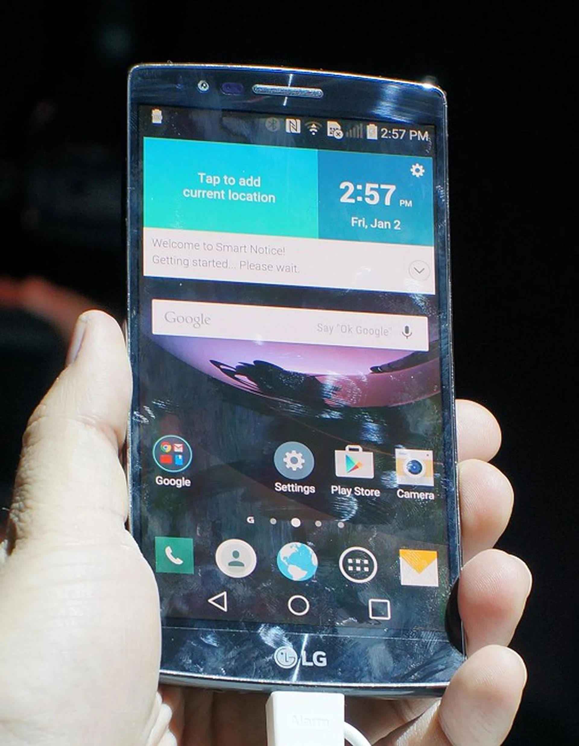 The LG G Flex 2 in the flesh.
