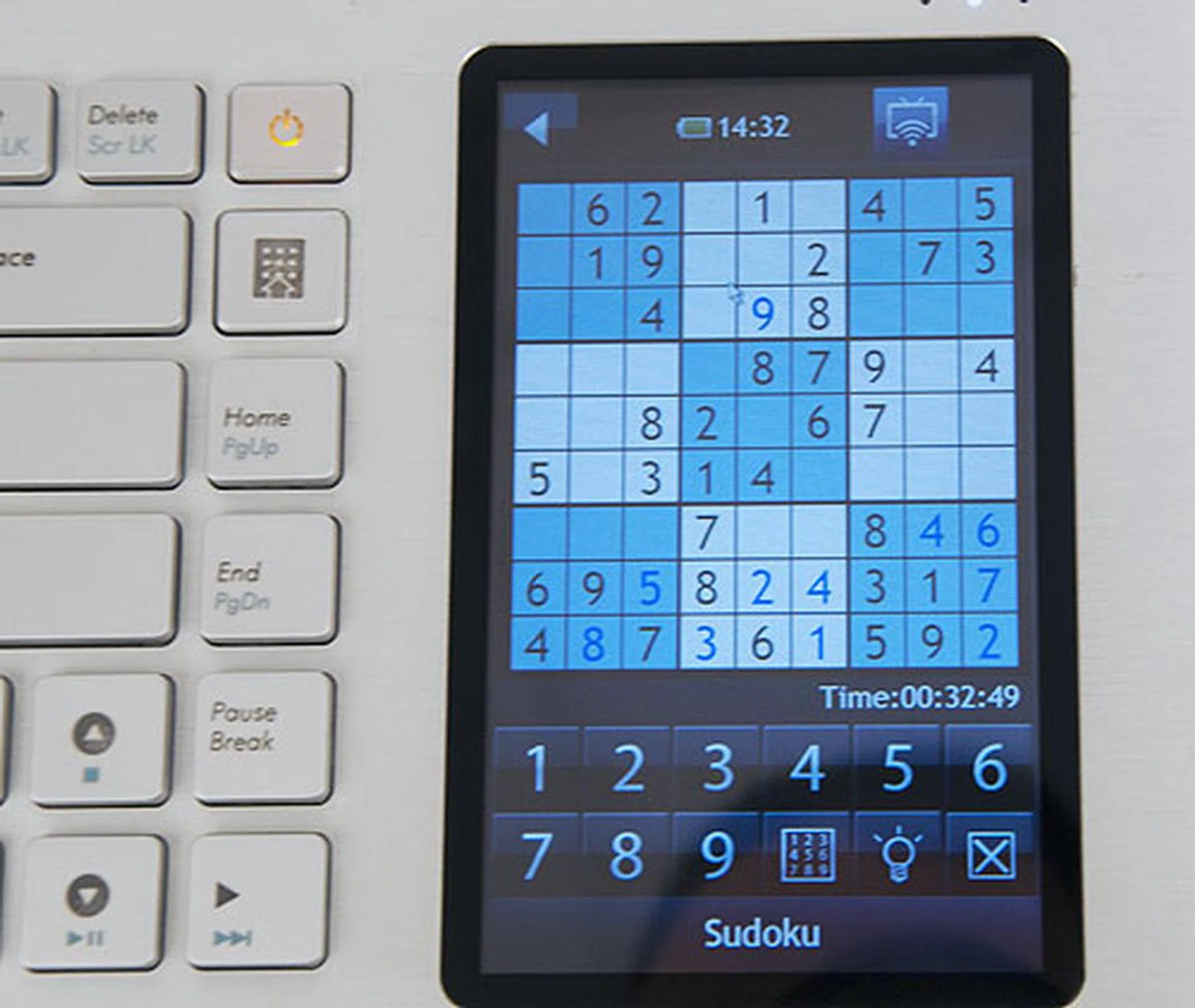 In the Fun tab, you can play Sudoku using either the screen or the keyboard.