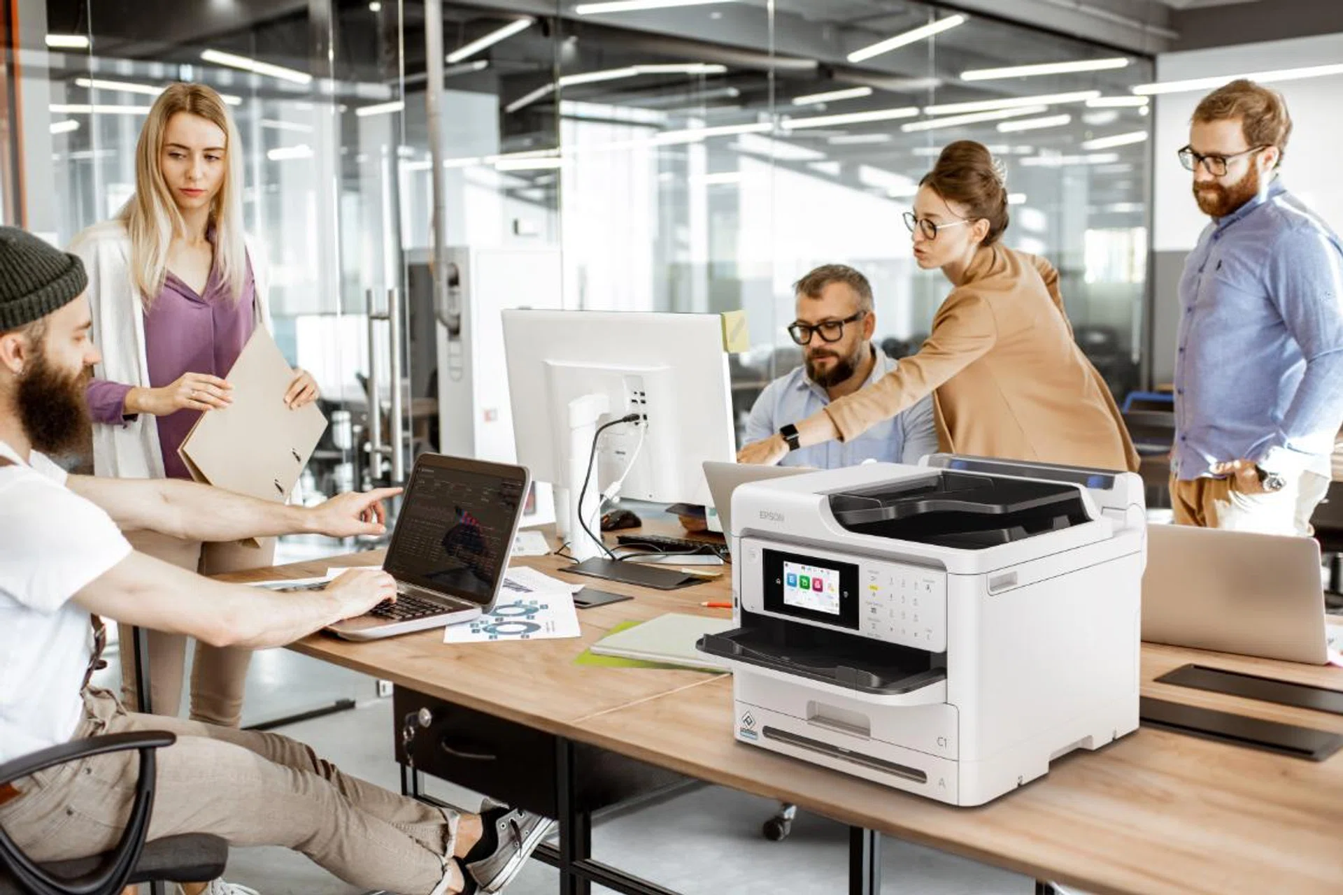 The WF-M5899 in use. Image source: Epson.