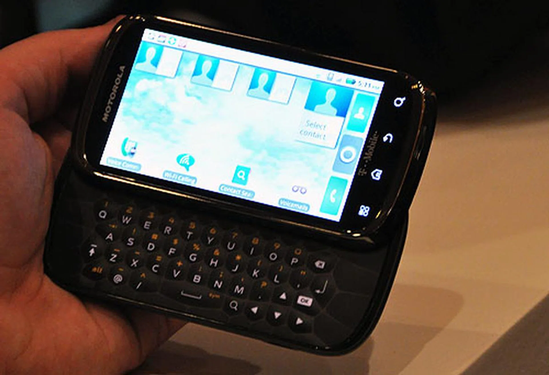 The slide-out keyboard of the Cliq 2 makes for easier typing than if you were to use a touch screen keyboard.