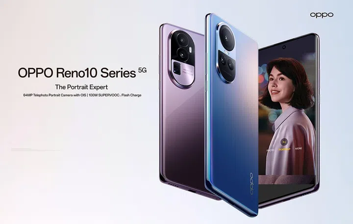 Oppo Reno10 5G series, consisting of the Oppo Reno10 5G, Oppo Reno10 Pro 5G, and Oppo Reno10 Pro+ 5G.