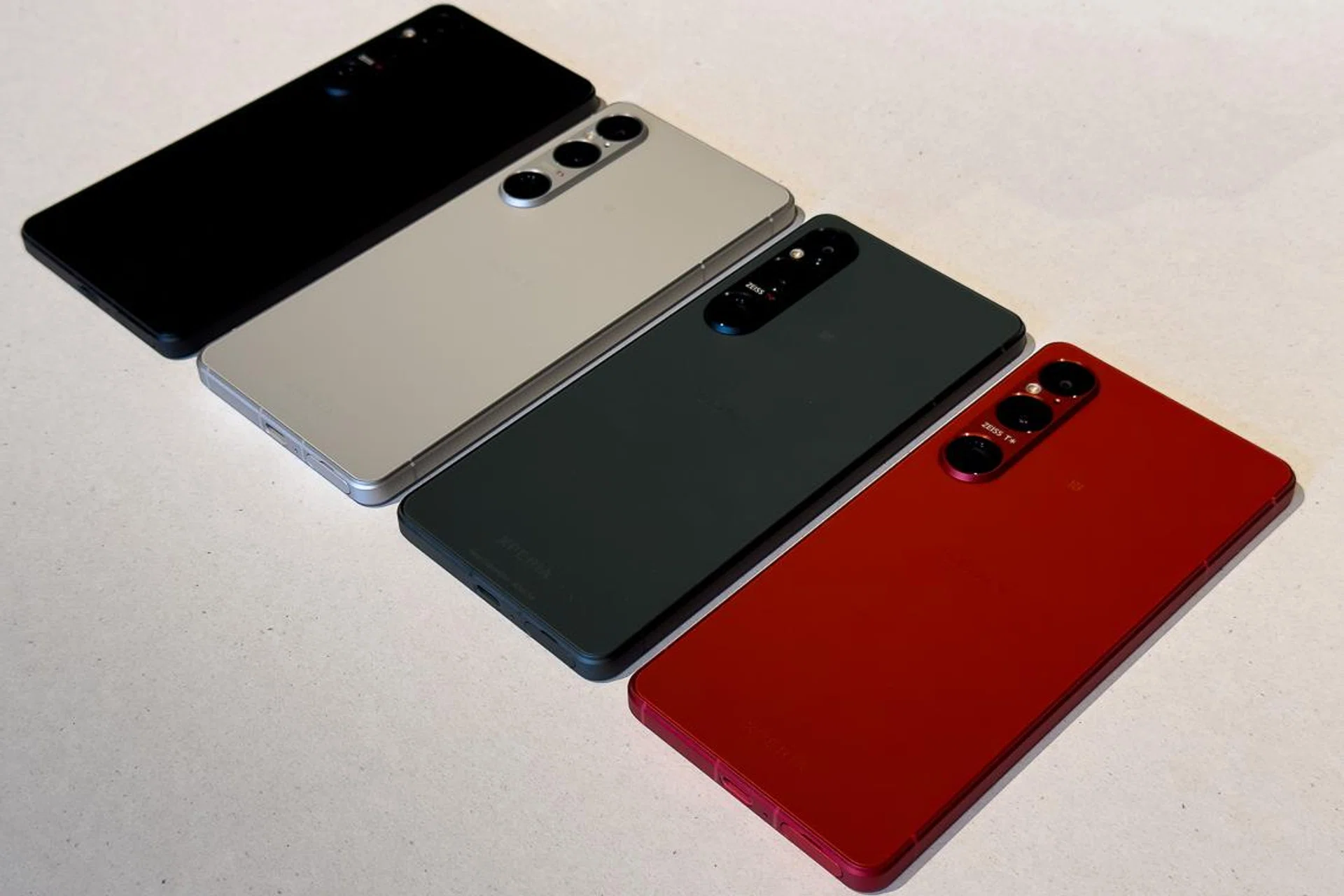 Left to right: Black, Silver, Khaki Green, Red.