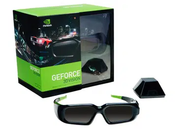NVIDIA's 3D Vision kit, consisting of the active shutter 3D glasses and the IR external emitter.