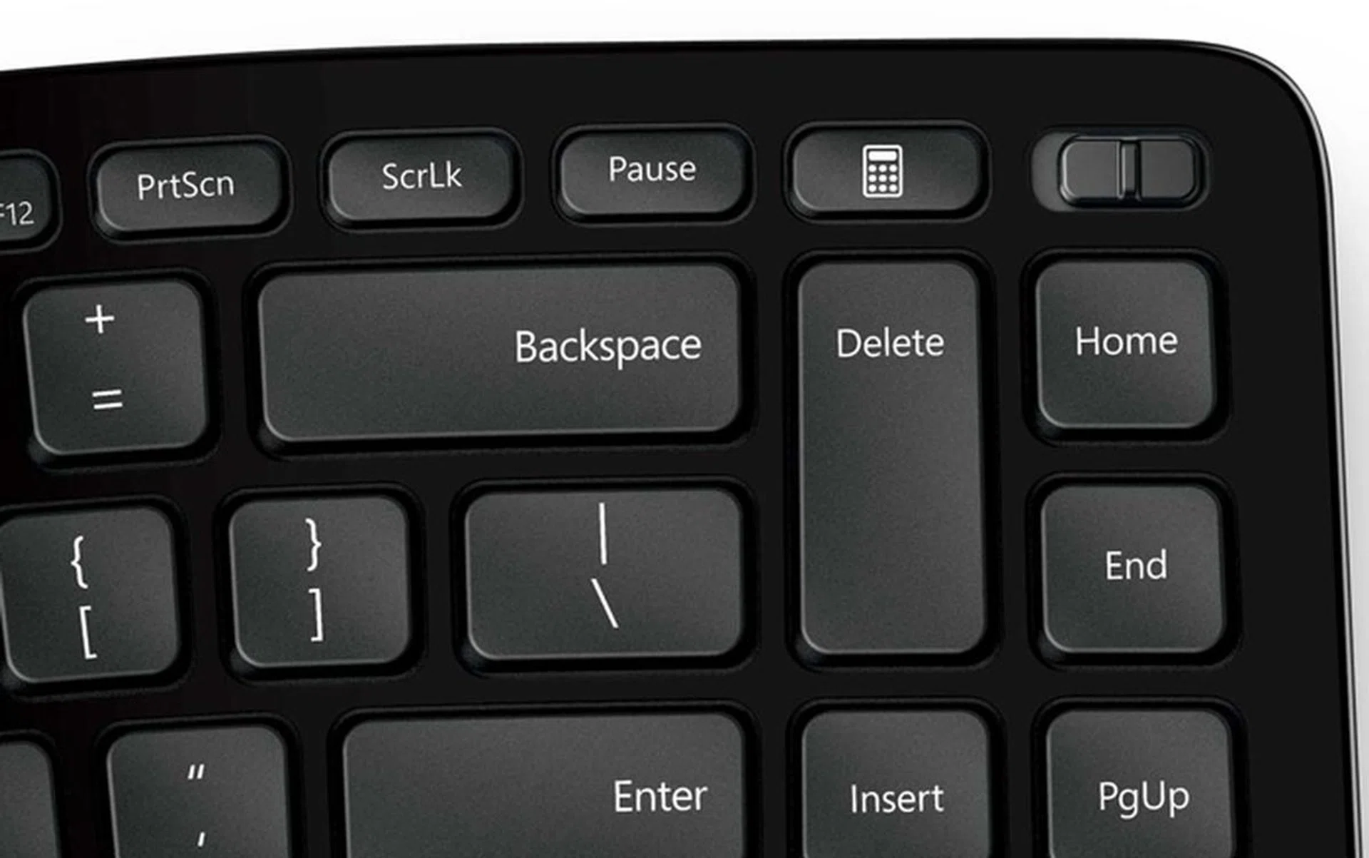 Instead of a Fn key, the Sculpt has a Fn switch - this is the only thing about the Sculpt we don't like.