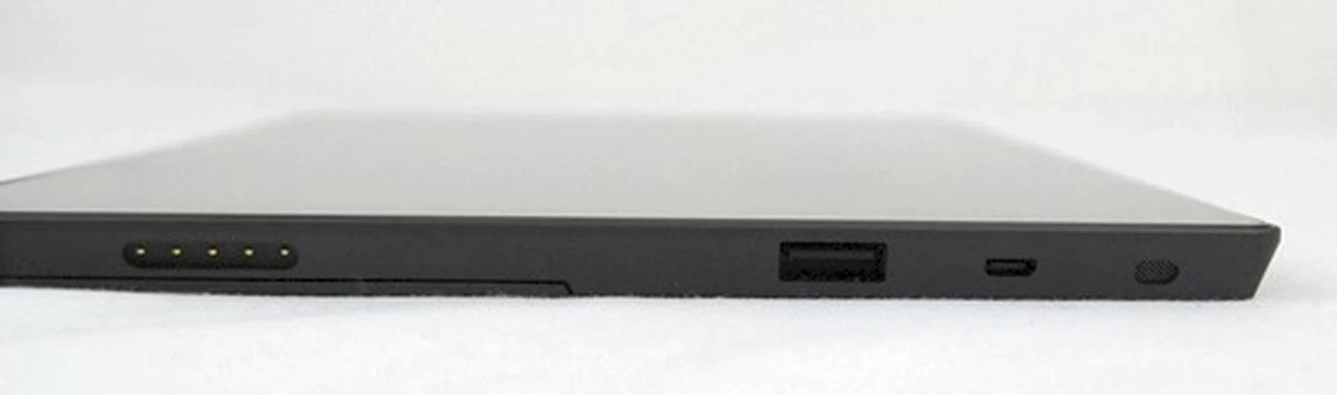 The right side of the Surface houses the proprietary magnetic power connector, the USB 2.0 and micro-HDMI ports. Just under the kickstand's flap, Microsoft has also integrated a microSD card slot.