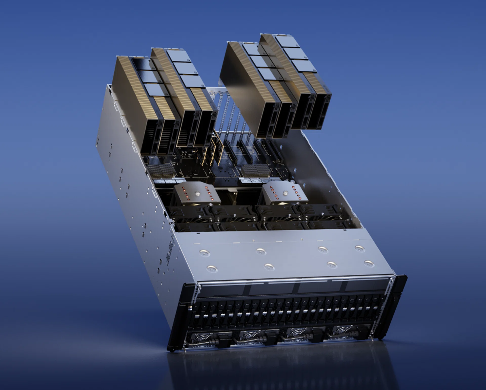 Note the dual-card NVLink'ed H100 NVL pair, and there are four of them in this server for illustration. (Image source: NVIDIA)