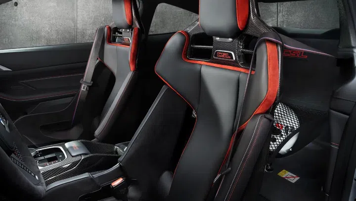 The carbon fibre bucket seats are 24kg lighter. (Image source: BMW)