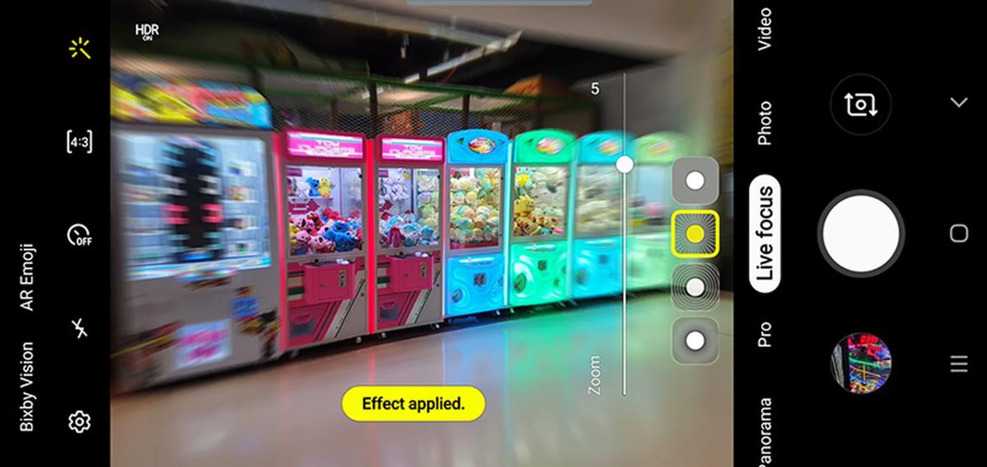 Four different types of focus effects are available to play with.