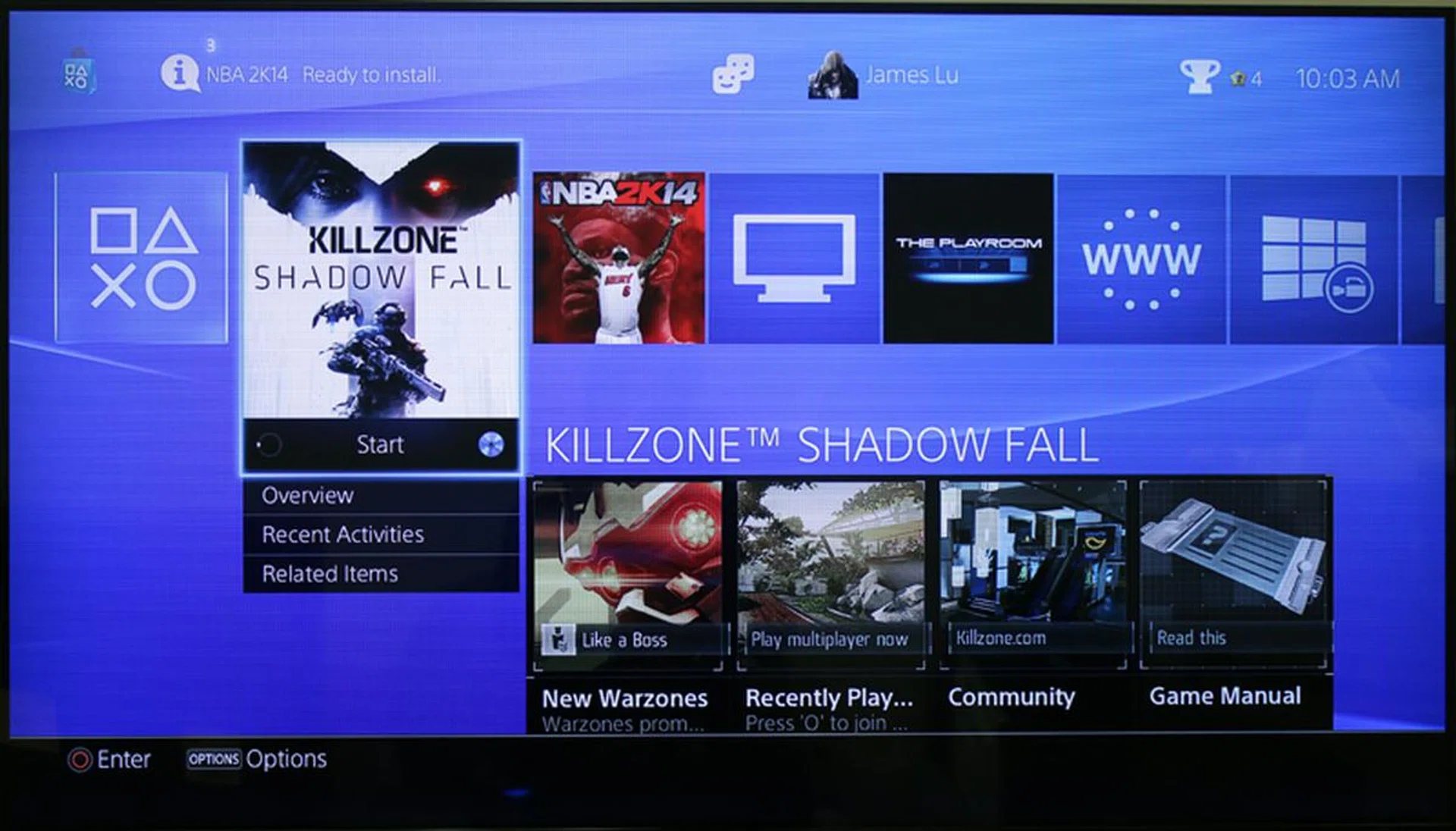 Every game gets installed into the horizontal Playstation Dynamic Menu. Hovering over a game will show you extra information about it.