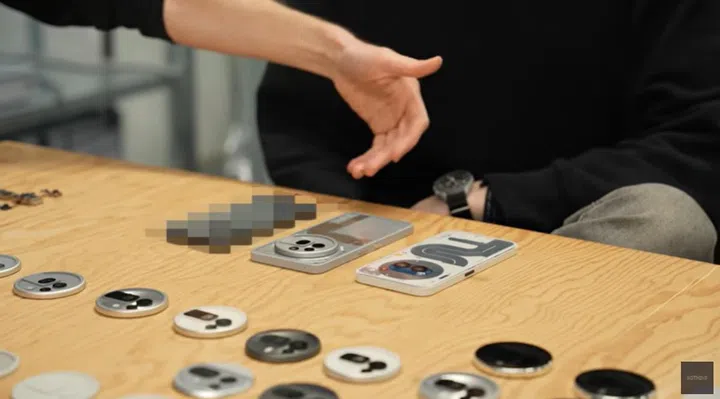 The flagship Nothing Phone (3) on the far left was censored, even though it was being compared to the midrange Nothing Phone 3(a) in the center and the Nothing Phone 2(a) on the right. Image: Nothing.