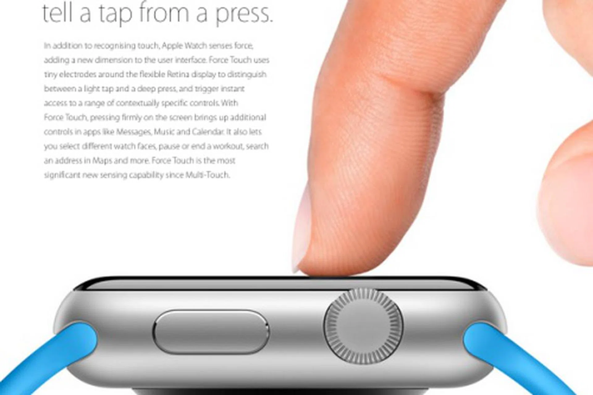Force Touch was introduced on the first-generation Apple Watch in 2014.