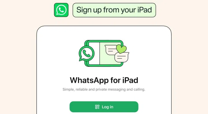 WhatsApp account creation on the iPad