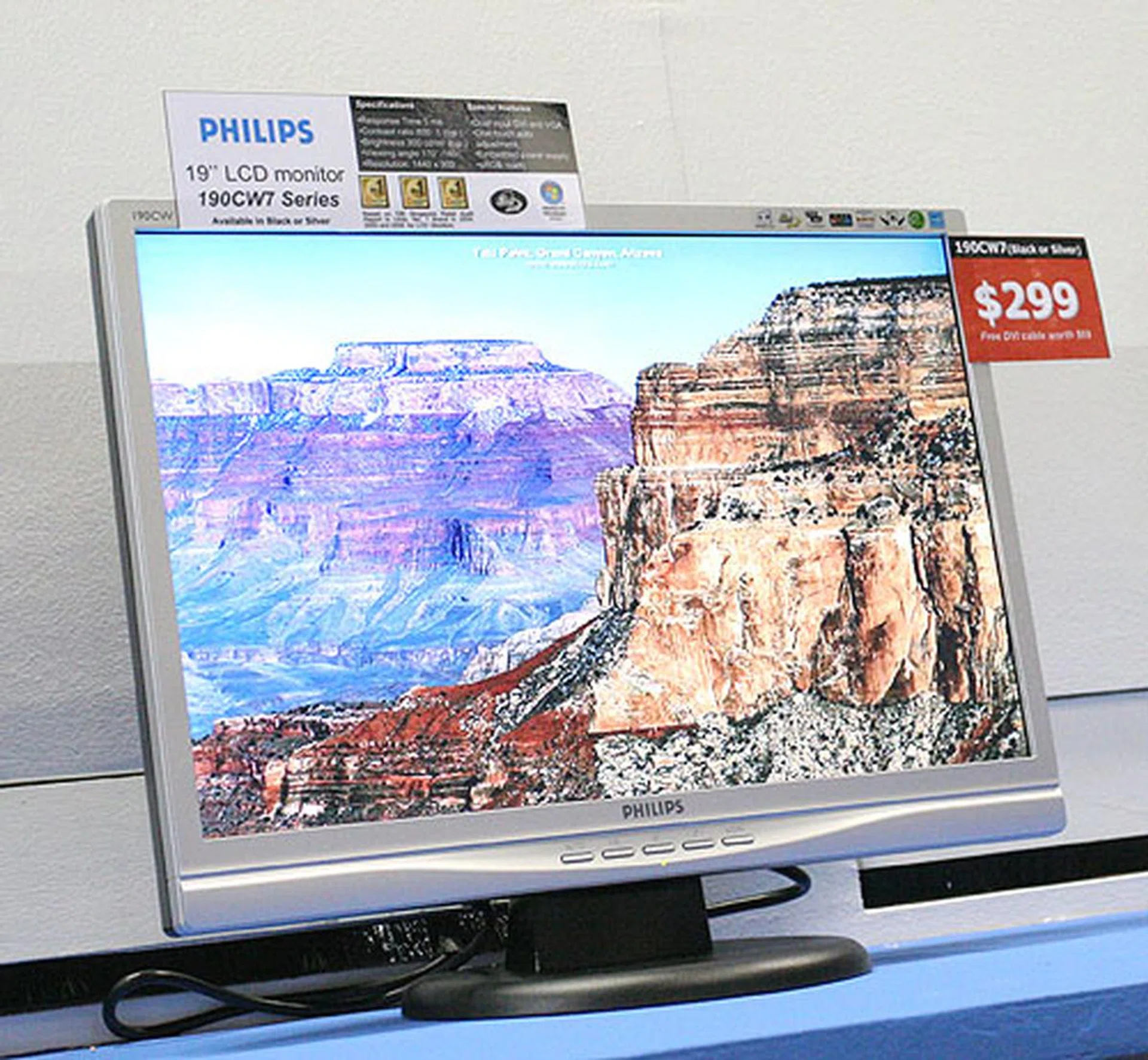  An entry level widescreen display is this Philips 190CW7CB, which is a very affordable $299.  