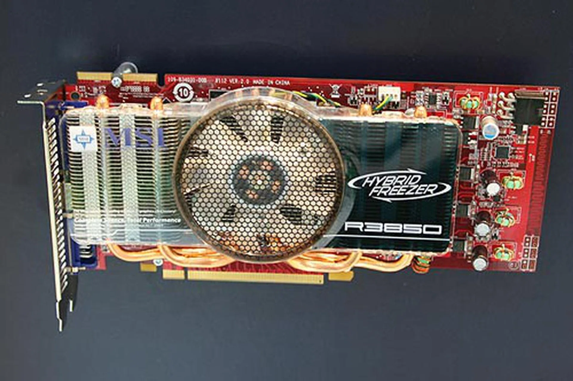 Known as the RX3850 Hybrid Freezer 512M, this is yet another graphics card featuring the hybrid cooling technology. The card is based on the ATI Radeon HD 3850 chip and it comes equipped with MSI's DOT Express technology for the overclockers.  