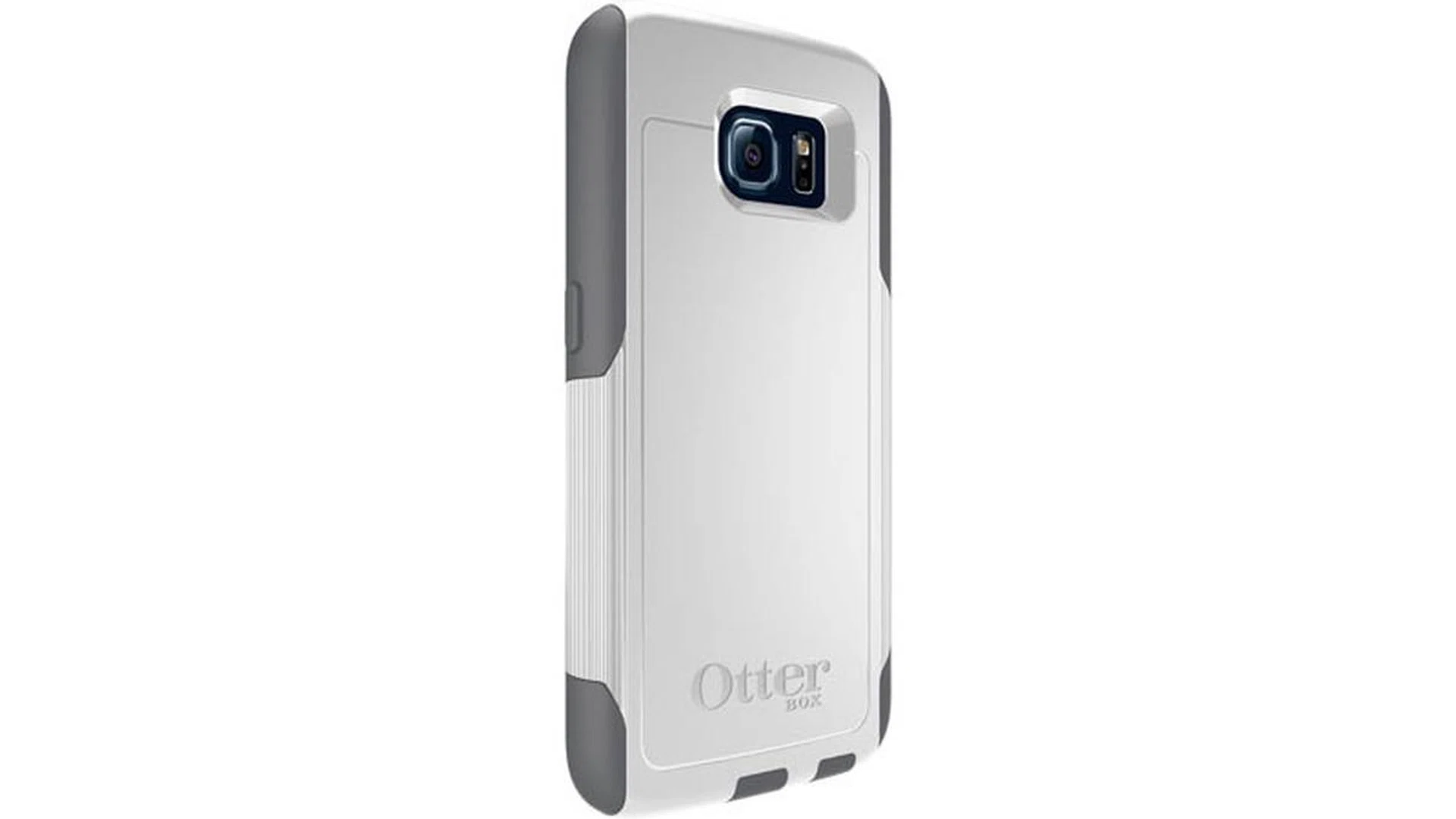 Users can pick individual colors for both the polycarbonate shell and rubber slip cover. Shown here is a white shell with gunmetal gray slip cover. (Image Source: Otterbox)