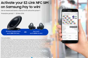 Completing the EZ-Link NFC SIM Card pairing with Samsung Pay within this November comes with chances to win free stuff, so check the Samsung website (provided below) for details. 