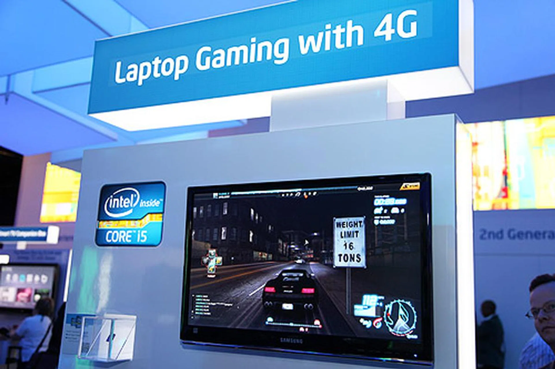 Gaming online on the laptop with 4G/WiMAX connection. Seen here a Sandy Bridge laptop running Need For Speed World online game.