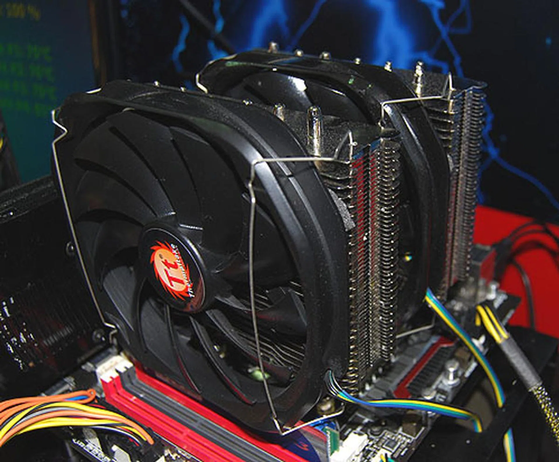 This is one extreme CPU cooler. The Frio Extreme has two 140mm PWM fans with speeds between 1200 and 1800RPM. It supports all existing AMD and Intel processors but we recommend that you check that your rig has sufficient clearance for this huge cooler. 