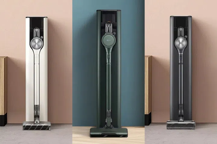 LG’s complete all-in-one tower line-up – from left to right: A9T-Ultra, A9T-Steam, and A9T-Auto. (Image: LG)