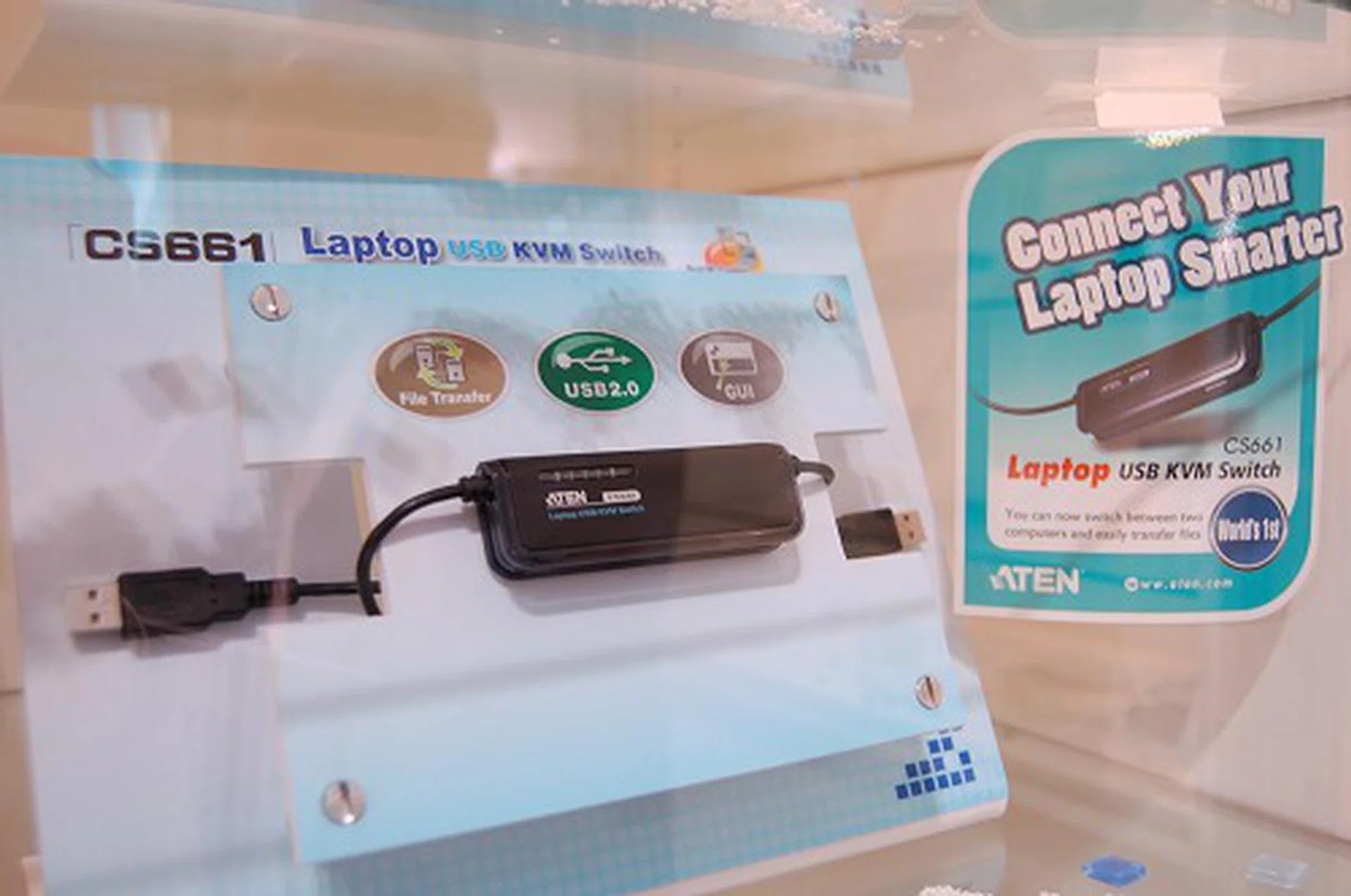  Though dubbed as the Laptop USB KVM switch, this compact and simple 'dongle' allows quick interaction, synchronization, control or file transfers between just two devices. It can be a pair of notebooks, or it can be a notebook and desktop, or even notebook and server for an IT administrator and many other system combinations. Just assign one system as a Master, while the naturally becomes a slave.  