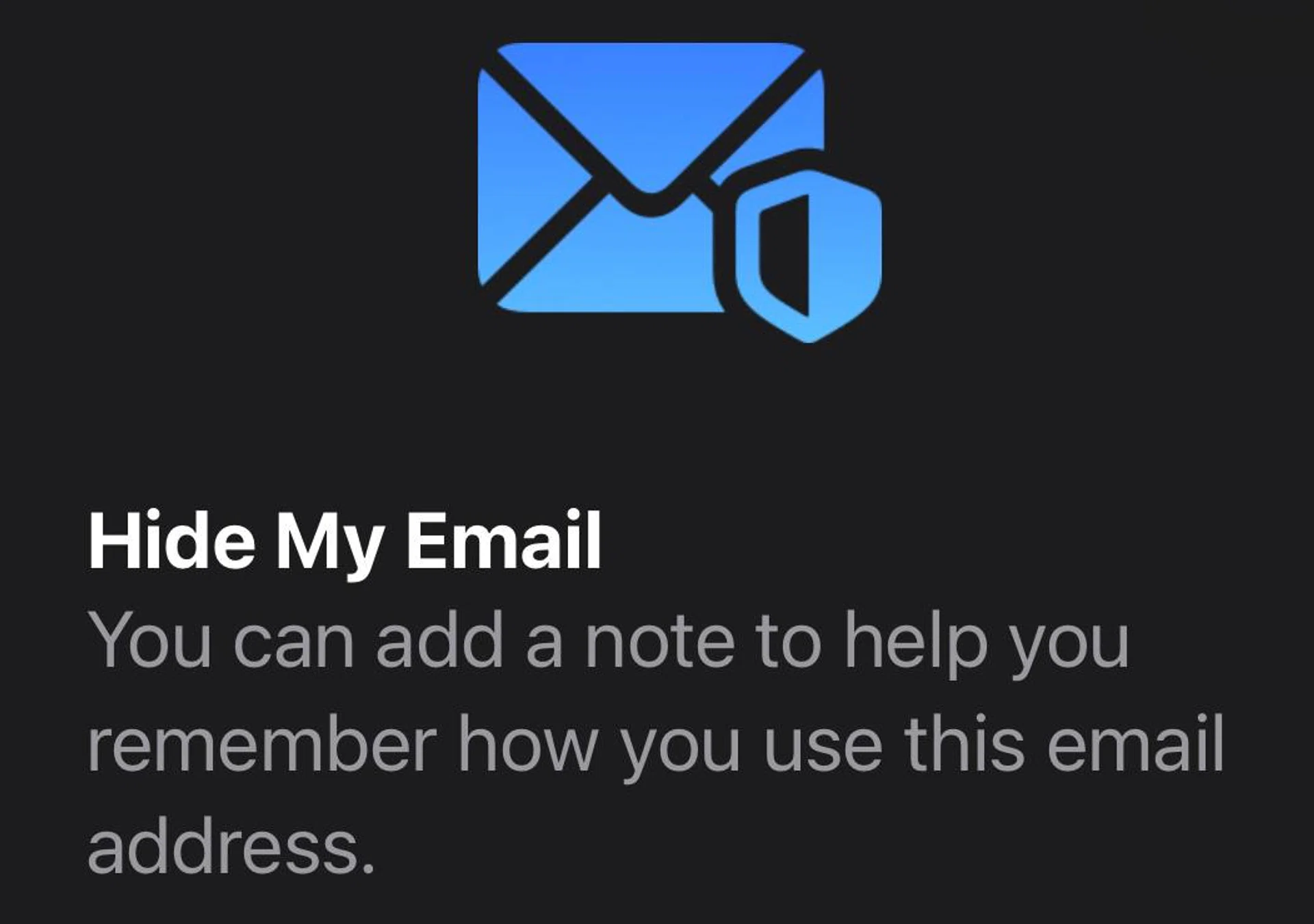 Screengrab of Hide My Email feature from iCloud+ 