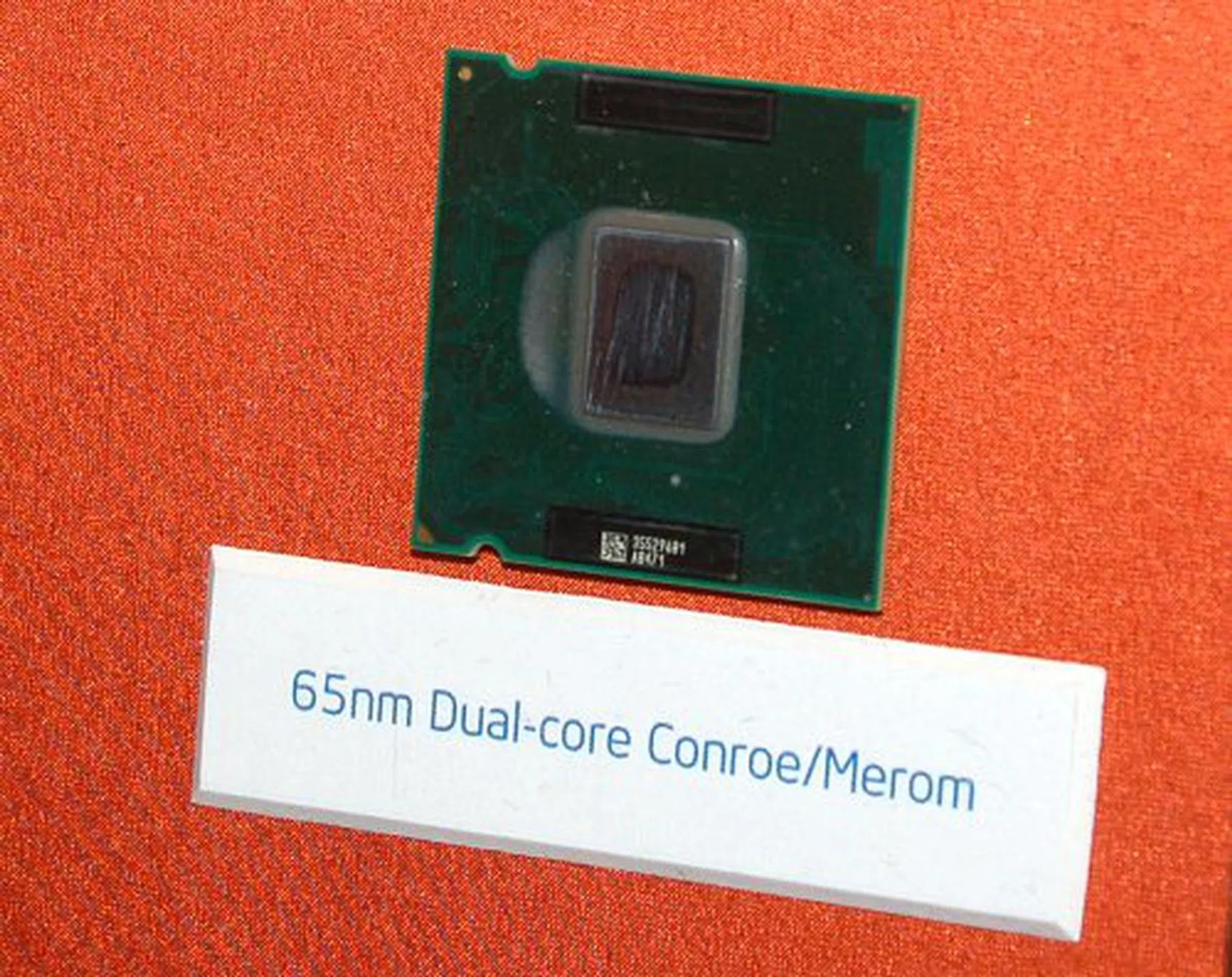 A sample of the Conroe microprocessor. A shame Intel scratched off the chip label and CPU Spec details though.
