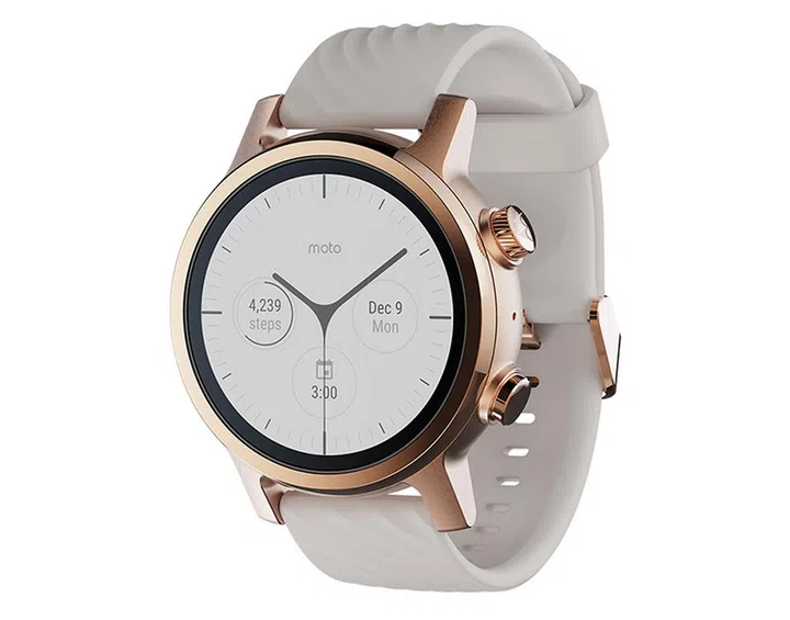 The Moto 360 in rose gold PVD coating. (Image source: Moto 360)