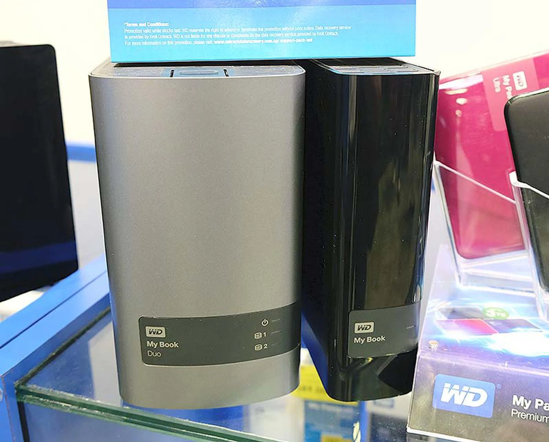For desktop users who don't care for cloud storage, there's the My Book and My Book Duo. The difference between the two is that the My Book Duo supports RAID, which allows users to easily backup contents on their drive. Prices start at $169 (U.P. $229) for the 3TB My Book drive, and $369 (U.P. $469) for the 4TB My Book Duo.