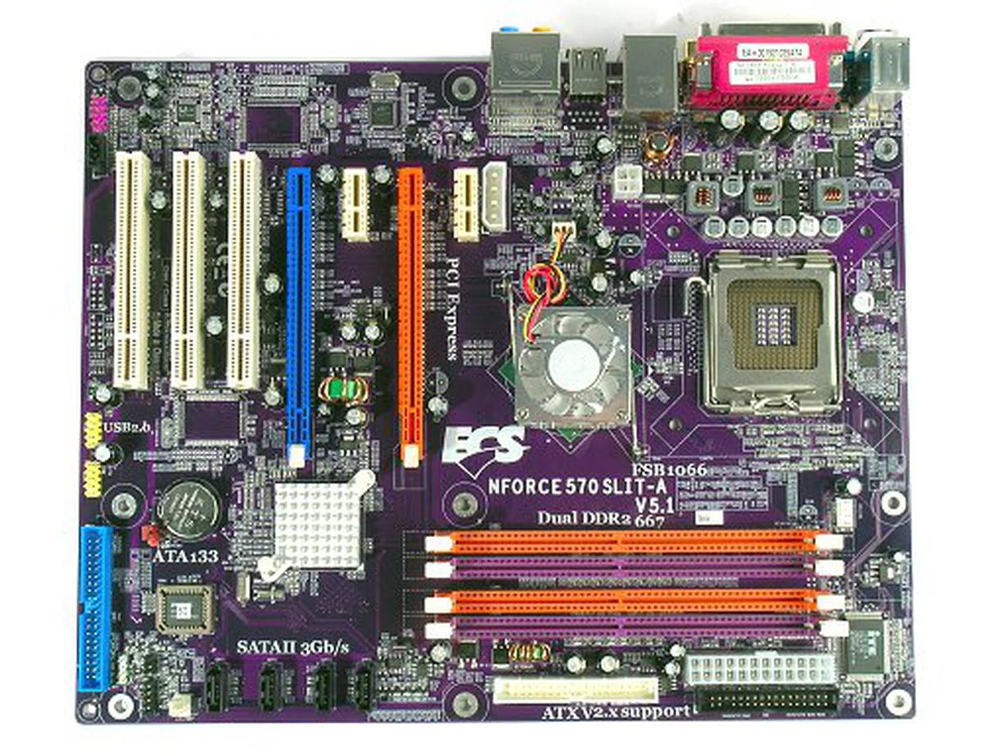 The ECS nFORCE 570 SLIT-A motherboard.