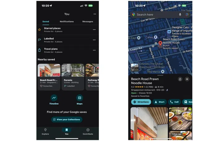 Go to the You tab at the bottom of the Maps app. Photo: HWZ. 