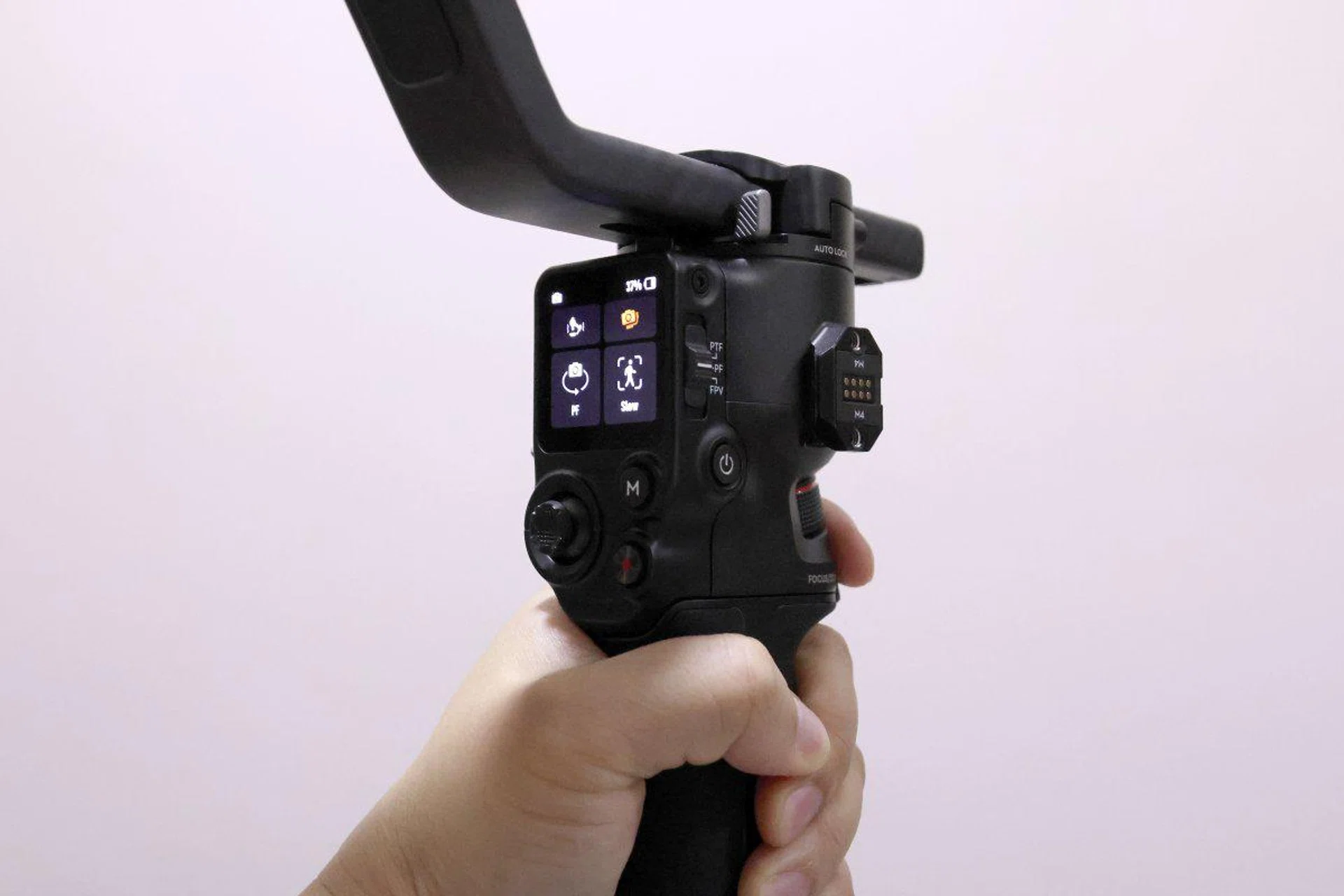 You can access all the controls when holding the grip of the gimbal.