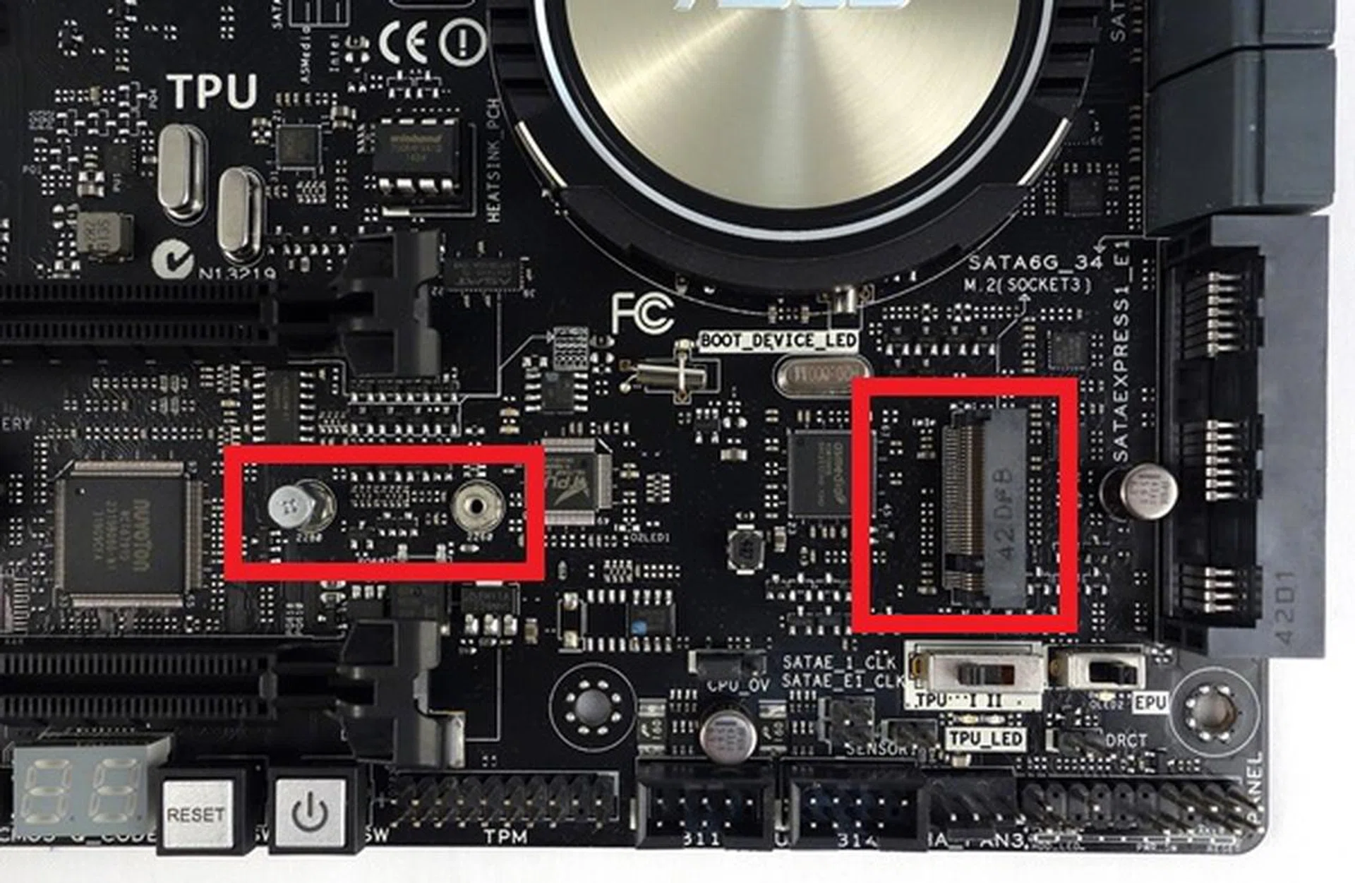The M.2 type 3 socket is featured on the board. It supports only type 2260 and 2280 devices.