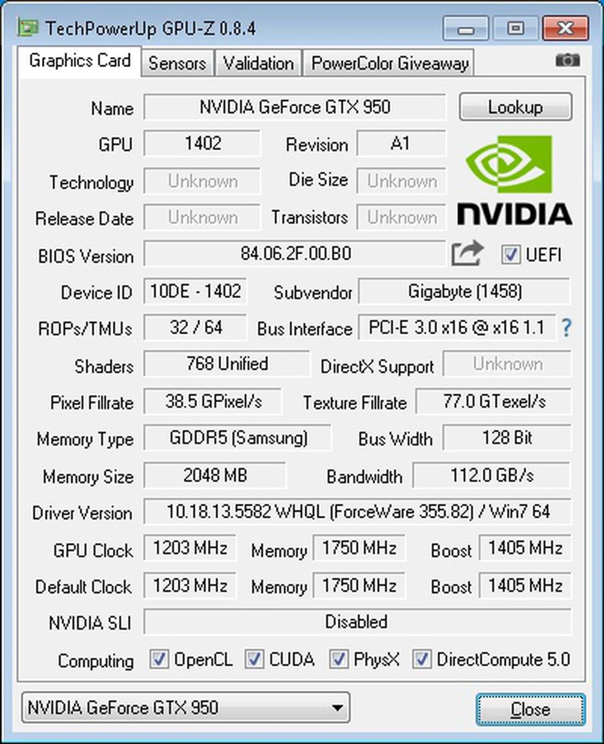 An overview of the card's specifications.