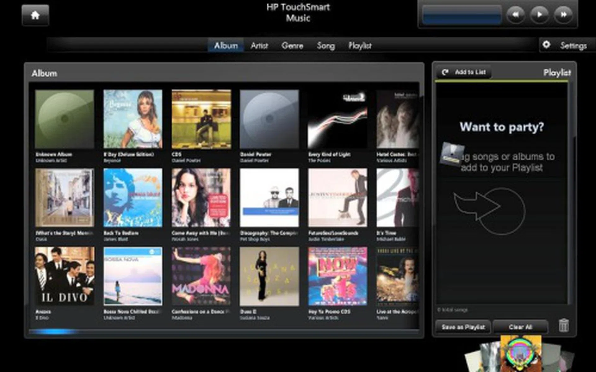 The music player supports drag and drop functionality while also providing an alternative playback mode...