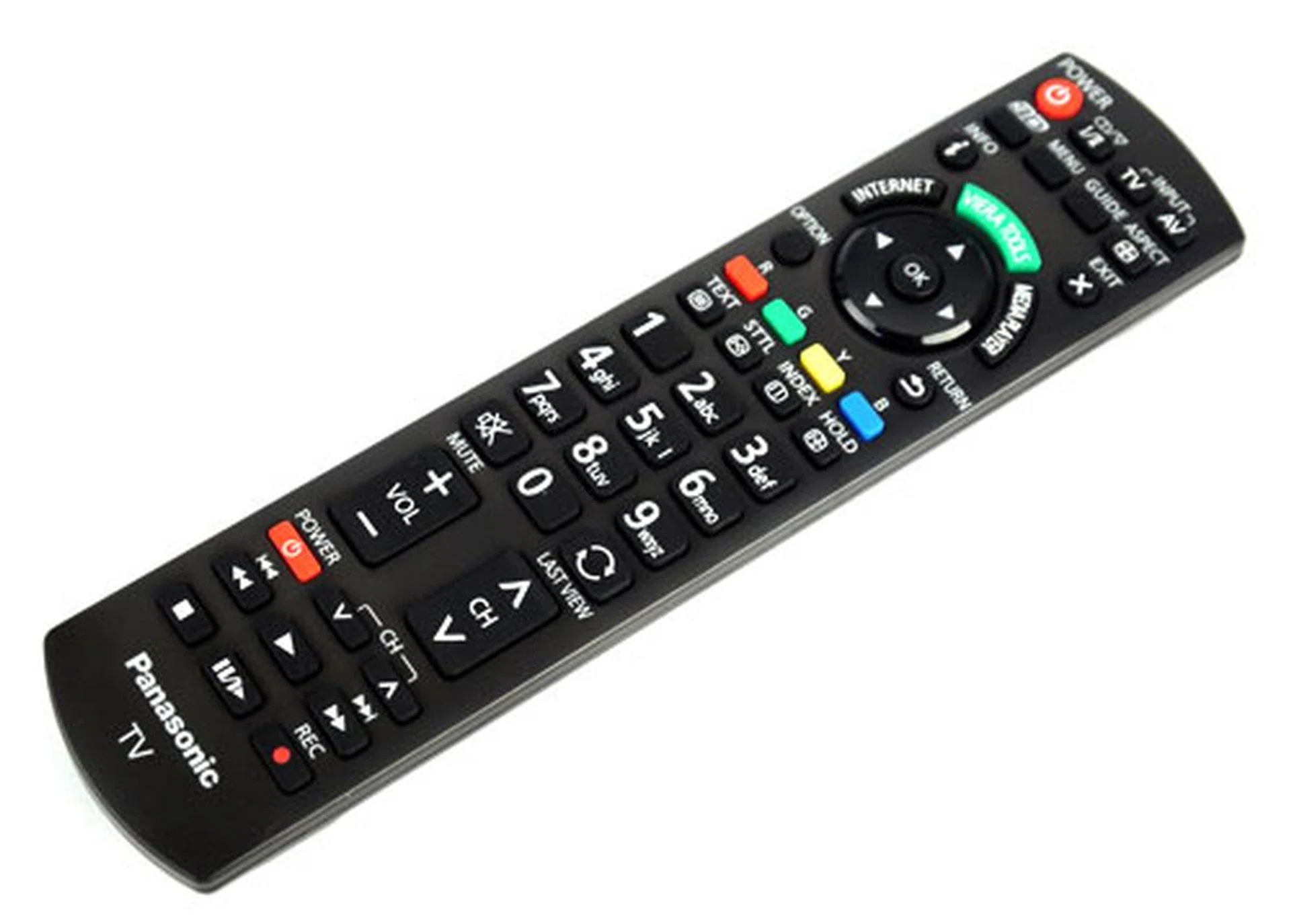 Panasonic's remote comes with a rather dated design, although the clearly labelled buttons and grip-friendly size does redeem its boring looks somewhat.