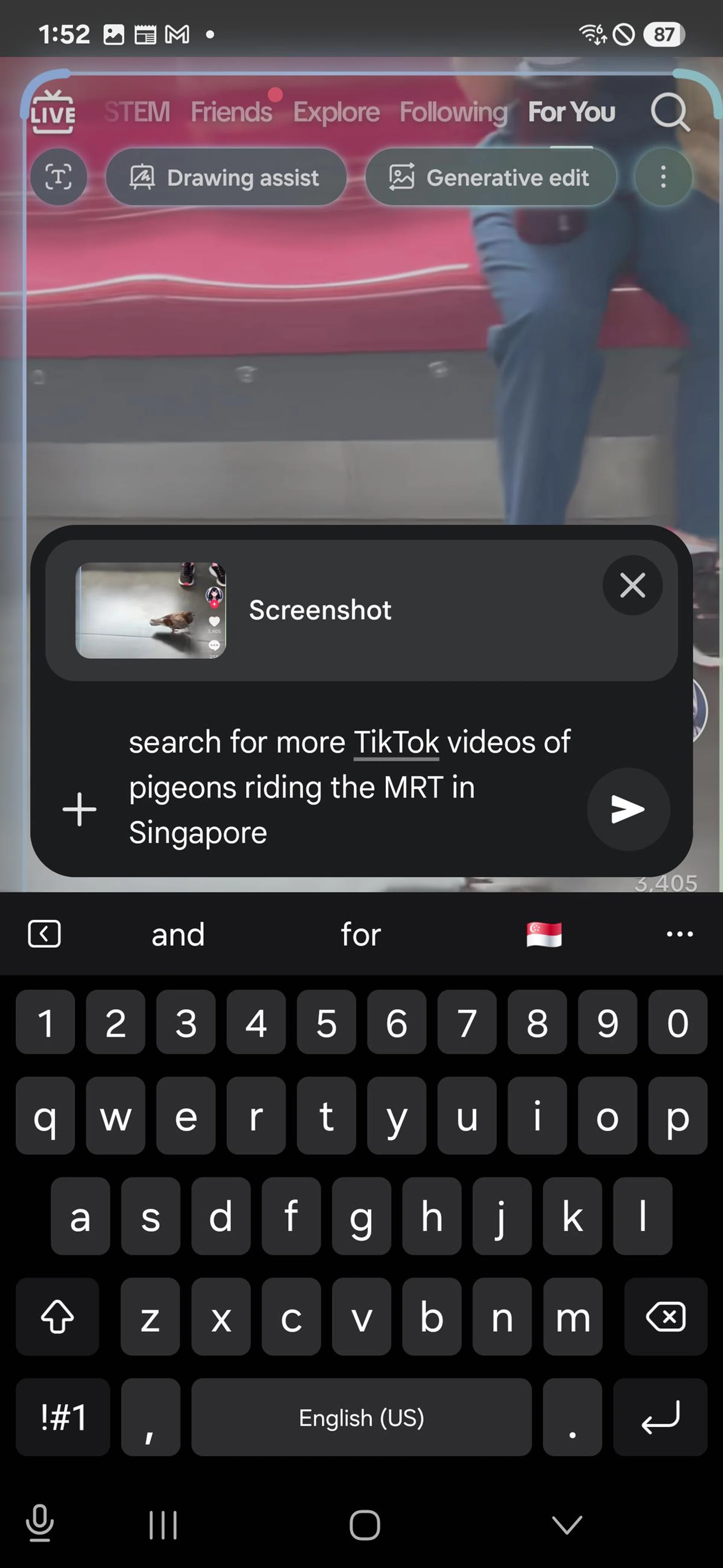 Trying out Gemini using AI Select inside TikTok. Image: HWZ.