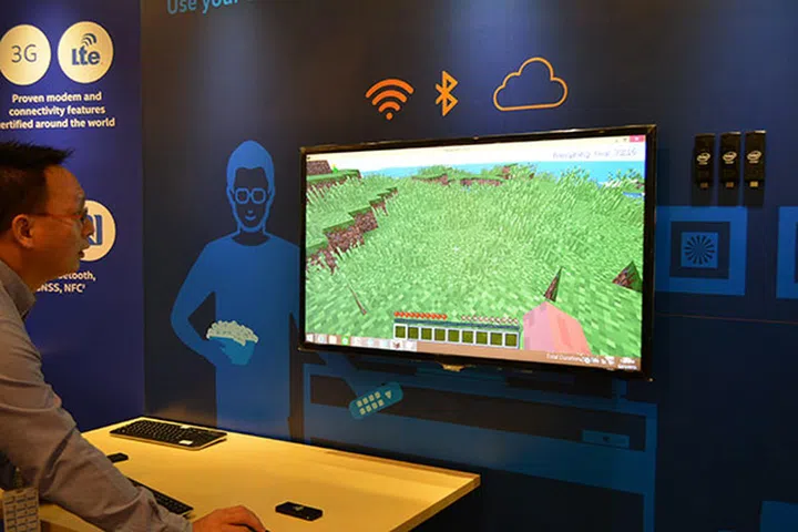 Like a fully functioning computer, the Compute Stick can run Minecraft.