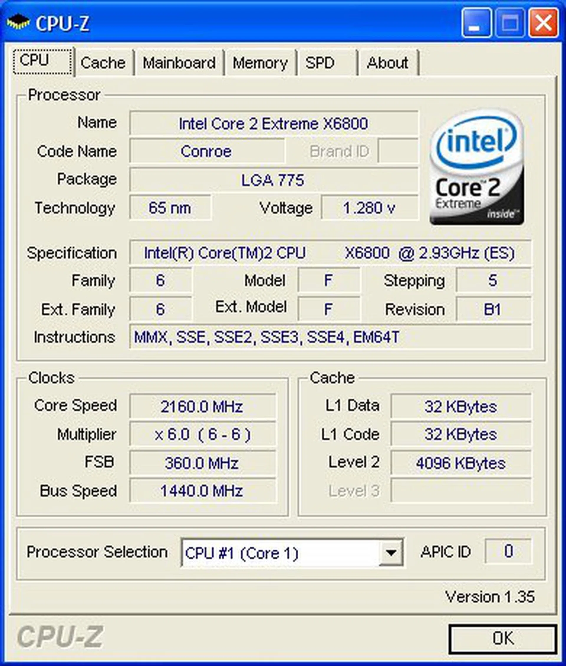 CPU-Z screenshot.