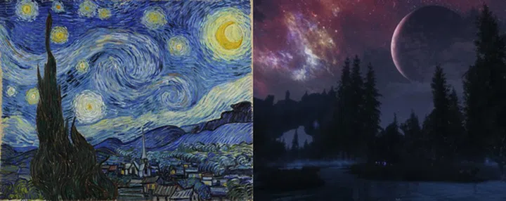 The Starry Night vs. Skyrim. You have to admit both look spectacular don't they?