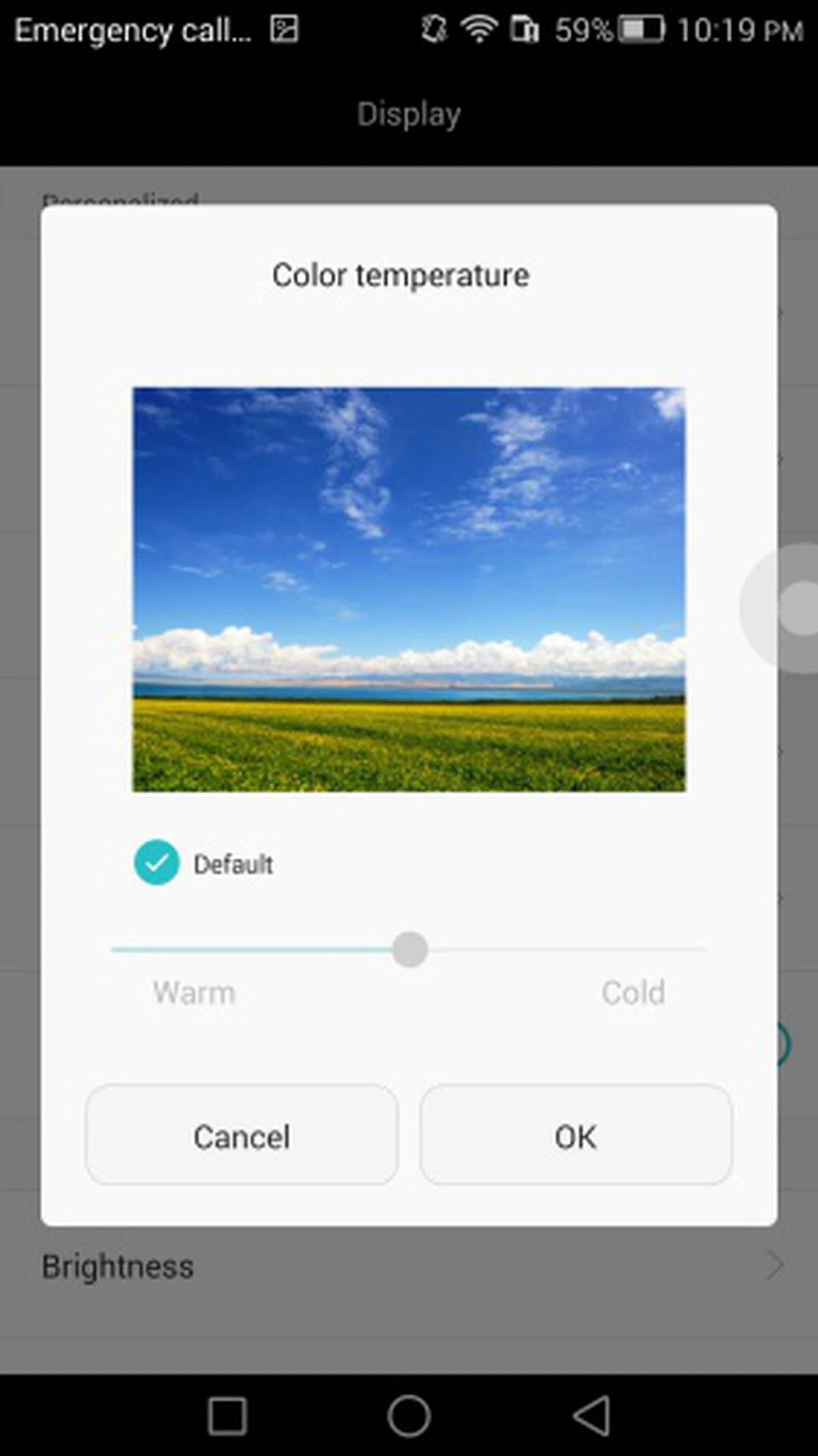 You can adjust the color temperature of the display on the Huawei Ascend Mate 7.