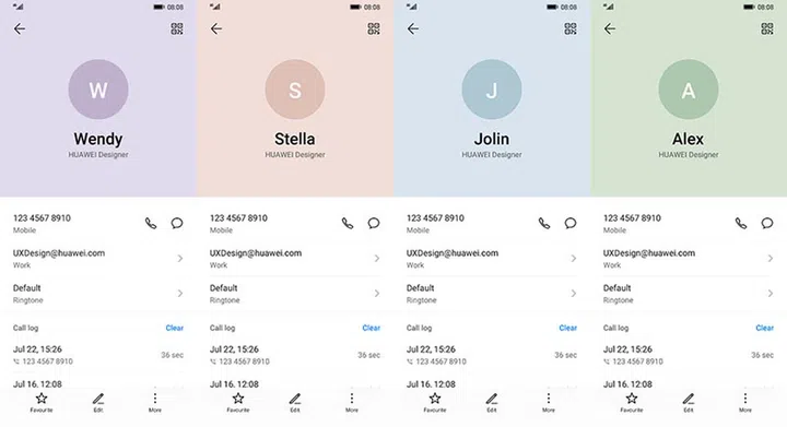 EMUI 10 Morandi Colour palette examples.