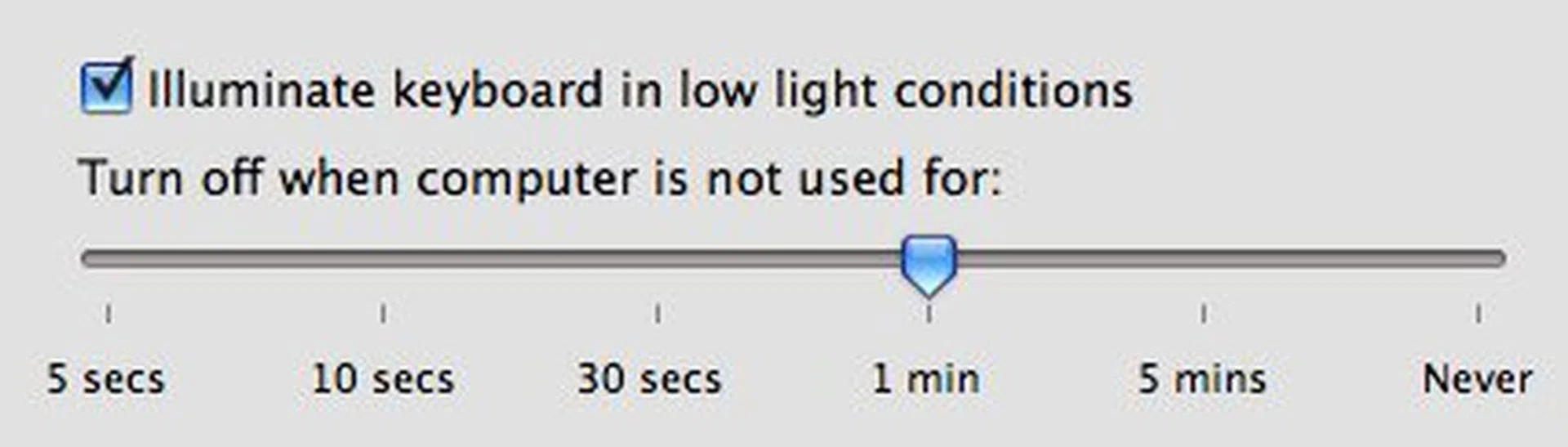 Keyboard illumination adjustments can be made, but we never really got it to work properly for some reason.