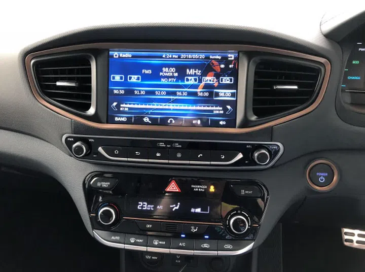 The infotainment display is now much larger. Otherwise, the Ioniq Electric's cabin is largely identical to the Ioniq Hybrid's.